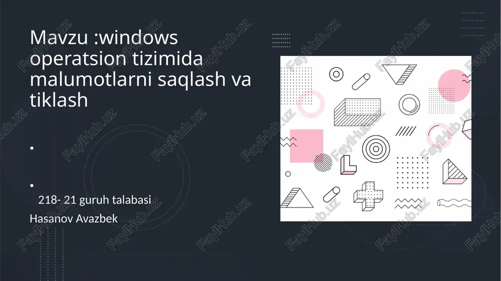 windows operatsion tizimi — PPTX