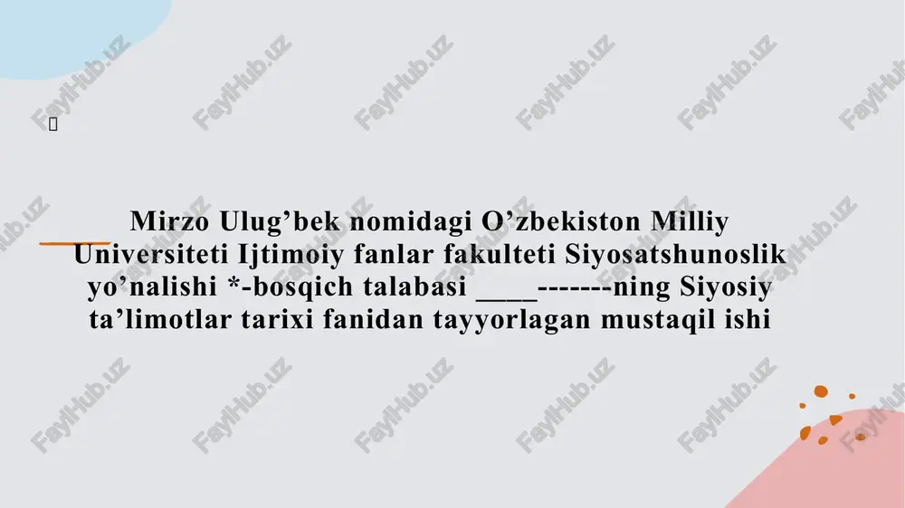 qadimgi sharqda siyosatga doir tasavvurlar shakllanishining tarixiy va siyosiy shart-sharoitlari — PPTX