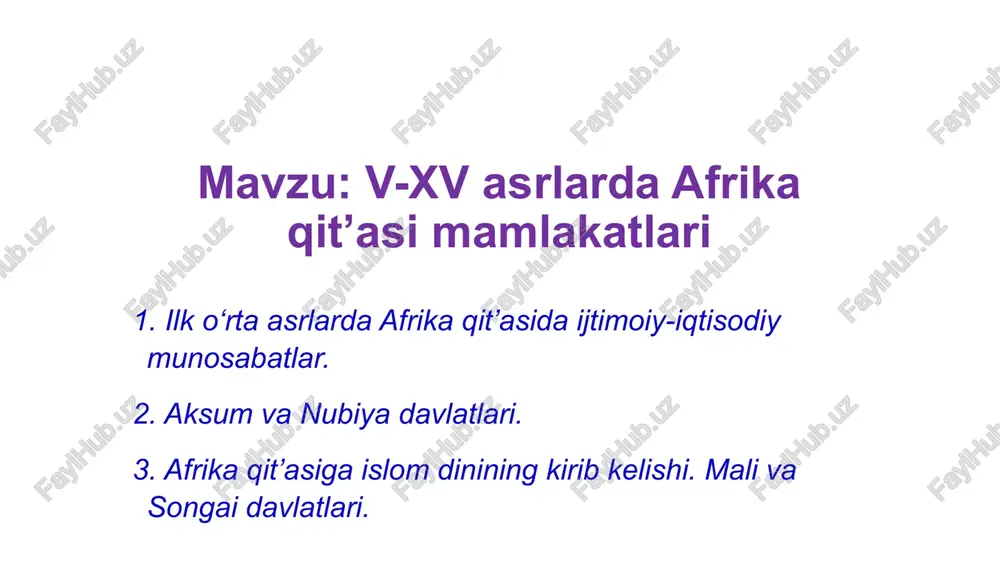 afrika qit’asining tarixi — PPTX