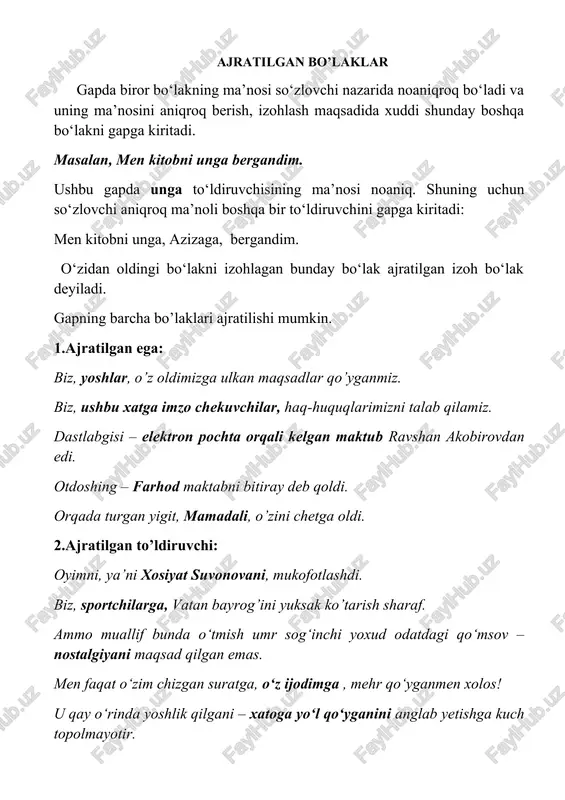 ajratilgan bo'laklar — DOCX