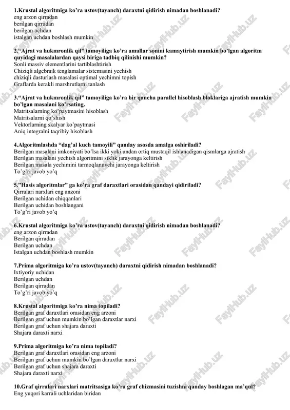 ajrat va hukmronlik qil algoritmi — DOCX