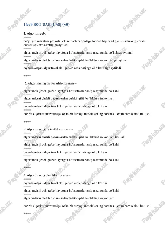 algoritmning cheklilik xossasi — DOCX