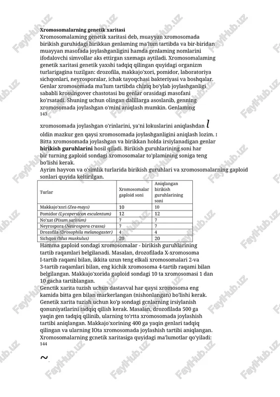 xromosomalarning genetik xaritasi — DOCX