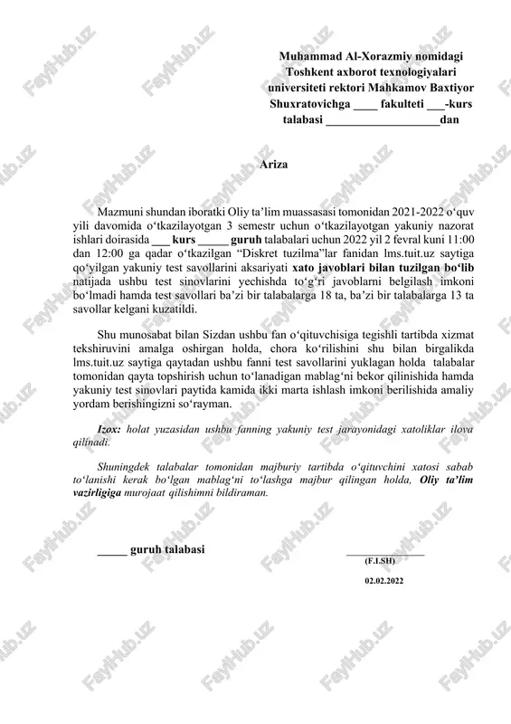 diskret tuzilma fanini test sinovi — DOCX