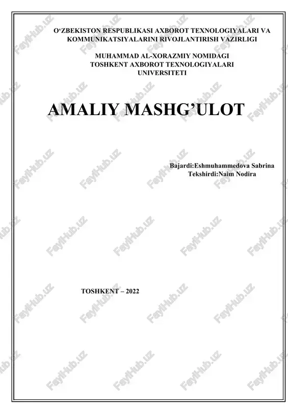 ma’lumotlar bazasini loyihalash — DOCX