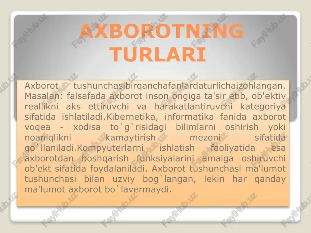 axborotning turlari — PPTX