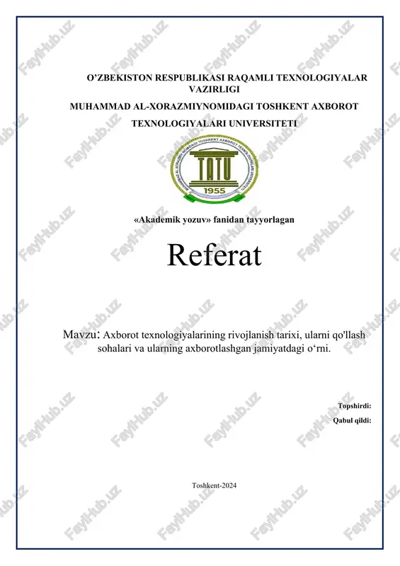 axborot texnologiyalarining rivojlanish tarixi — DOCX