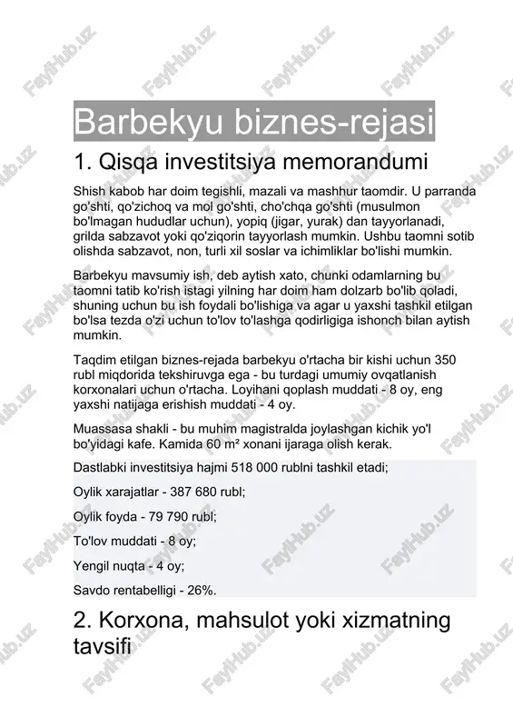 barbekyu biznes-rejasi — DOCX