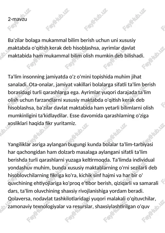 ta'limda individual yondashuv — DOCX