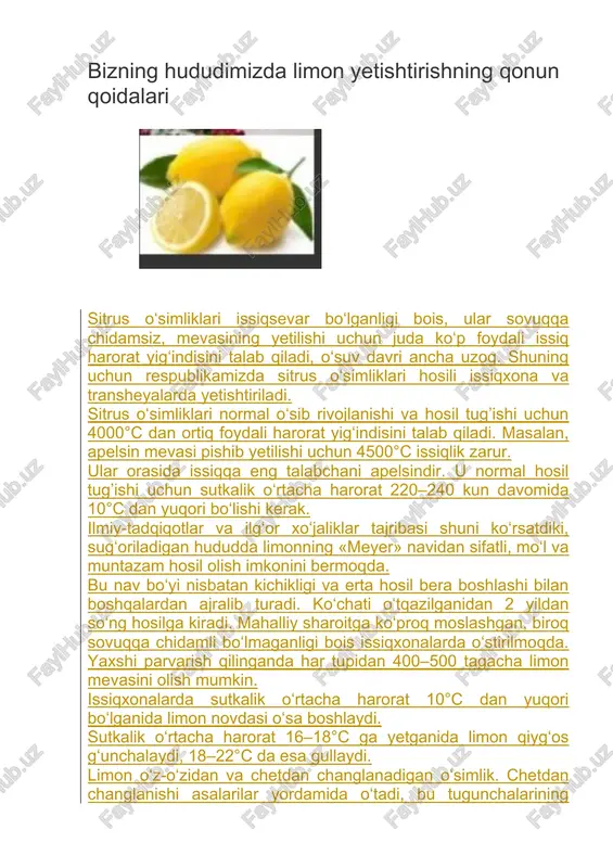 sitrus o‘simliklari — DOCX