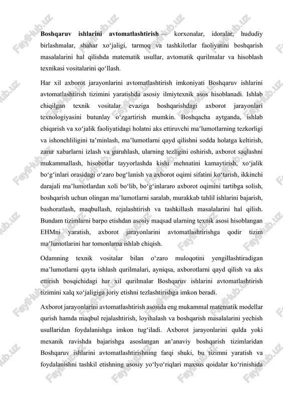 boshqaruv ishlarini avtomatlashtirish — DOCX