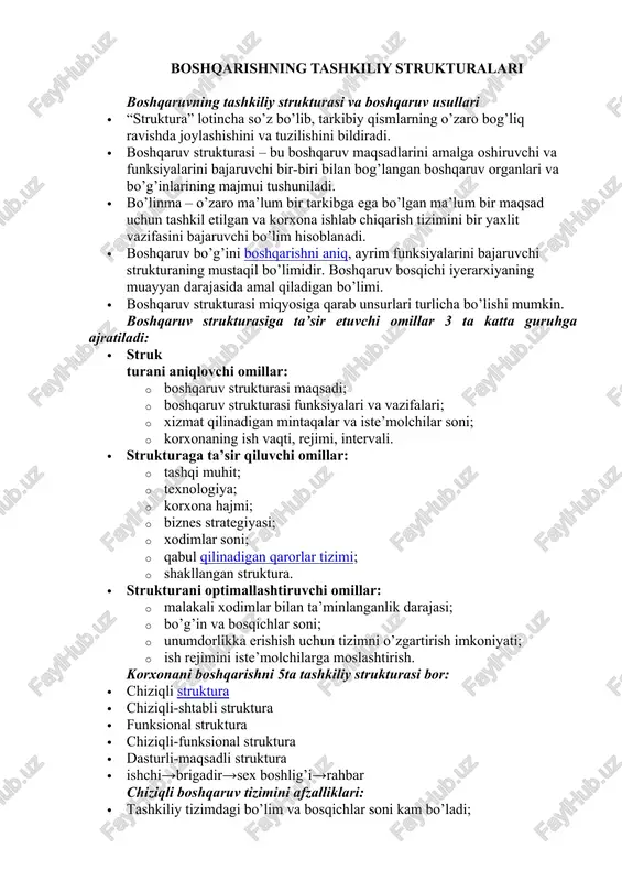 boshqarishning tashkiliy strukturalari — DOCX