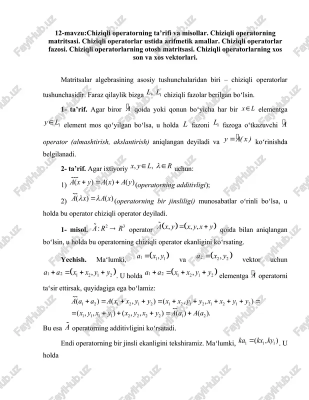 chiziqli operatorlar — DOCX