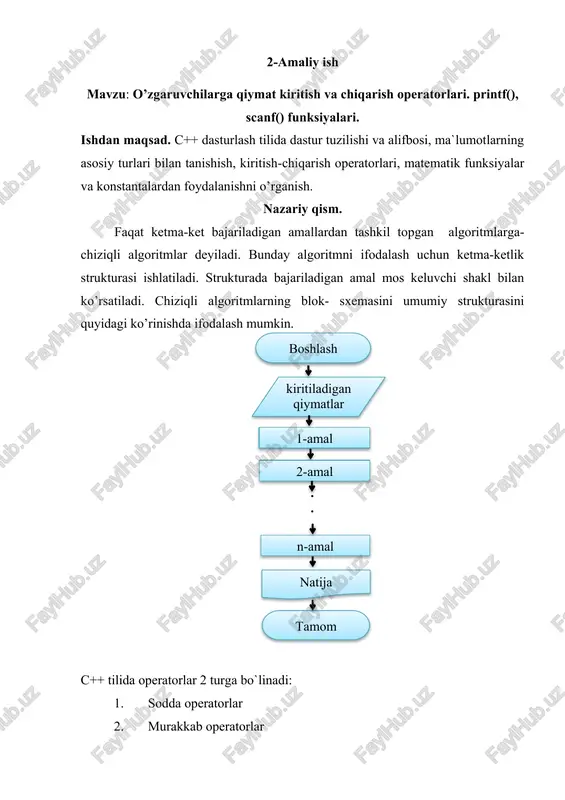o’zgaruvchilarga qiymat kiritish va chiqarish operatorlari — DOCX