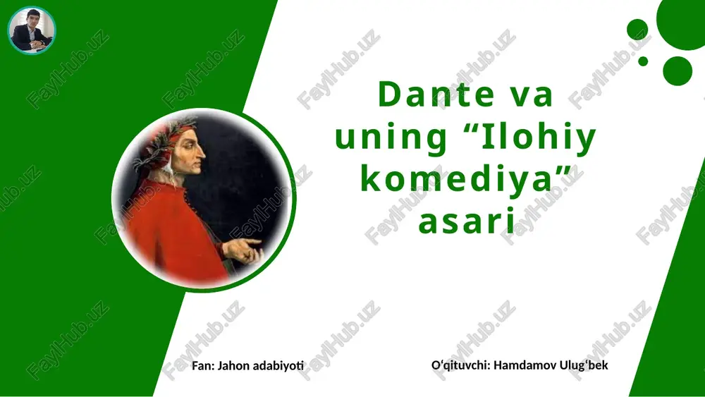 dante va uning “ilohiy komediya” asari — PPTX