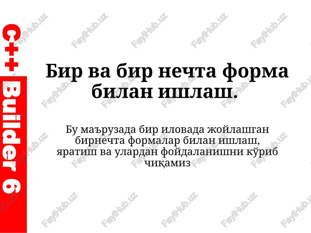 xar bir yangi forma o'zining moduli — PPTX