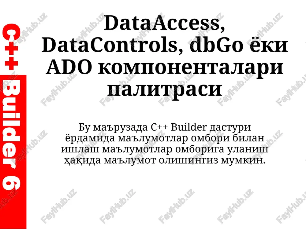 dataaccess, datacontrols, dbgoyokiadokomponentalaripalitrasi — PPTX
