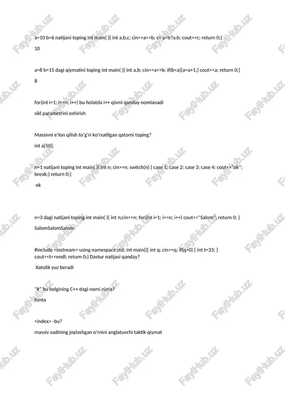 bu belgining c++ dagi nomi nima? — DOCX