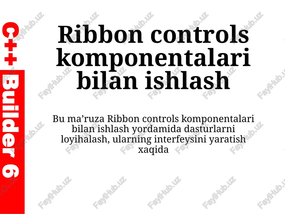 ribbon controlskomponentalari bilan ishlash — PPTX