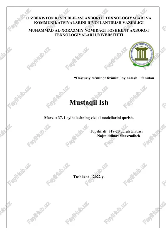 dasturiy ta’minot tizimini loyihalash — DOCX