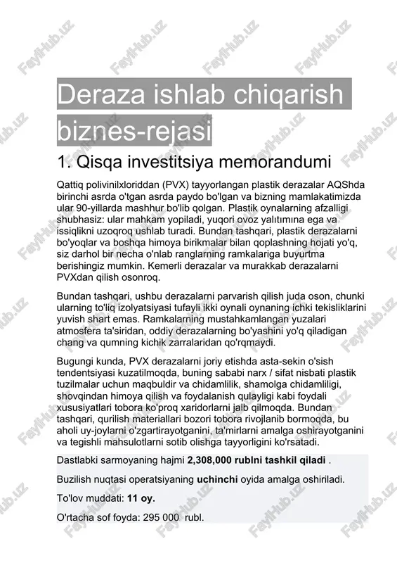 plastik derazalar — DOCX