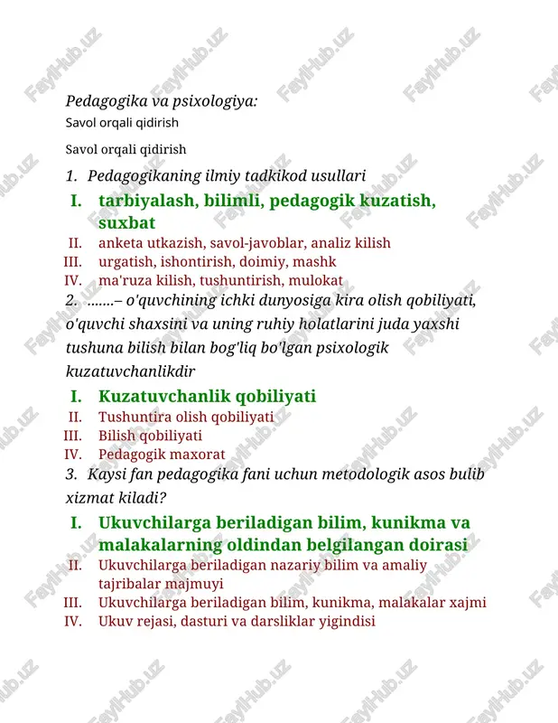 pedagogika va psixologiya — DOCX