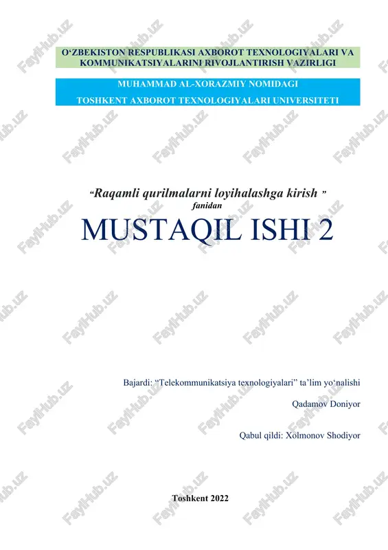 mdya tranzistorlari asosida bajarilgan mantiqiy elementlar — DOCX