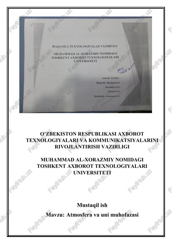 atmosfera va uni muhofazasi — DOCX