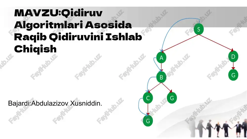 qidiruv algoritmlari asosida raqib qidiruvini ishlab chiqish — PPTX