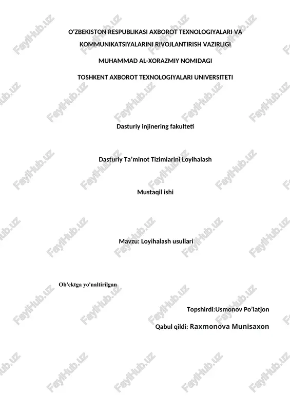 loyihalash usullari — DOCX