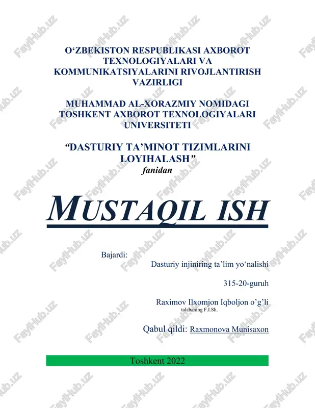 dasturiy injiniring ta’lim yo‘nalishi — DOC