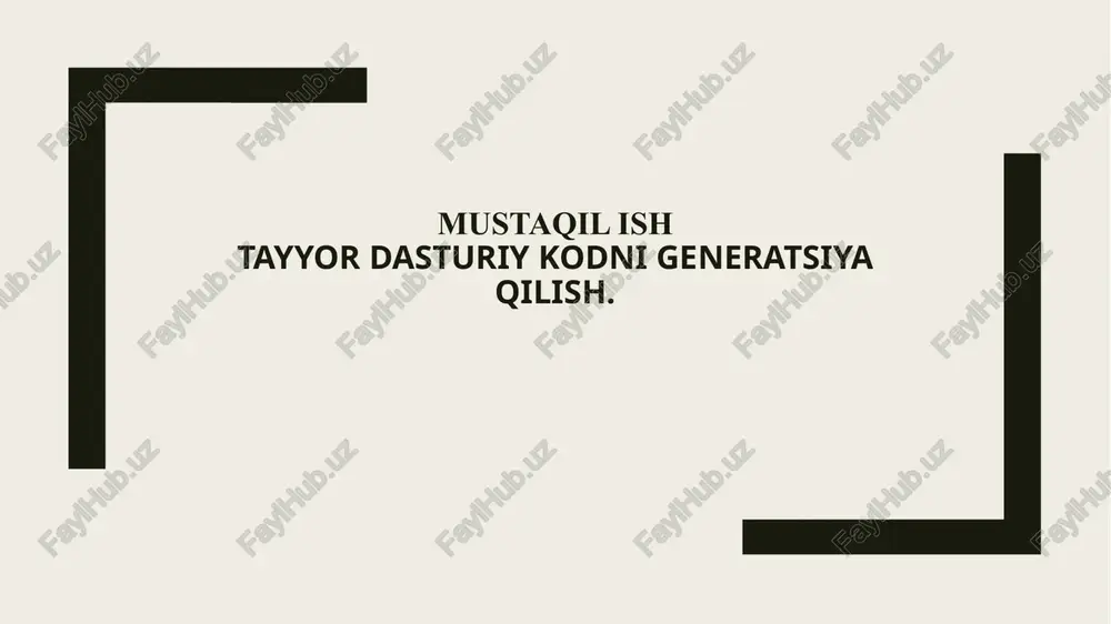 mustaqilishtayyor dasturiy kodni generatsiya qilish — PPTX