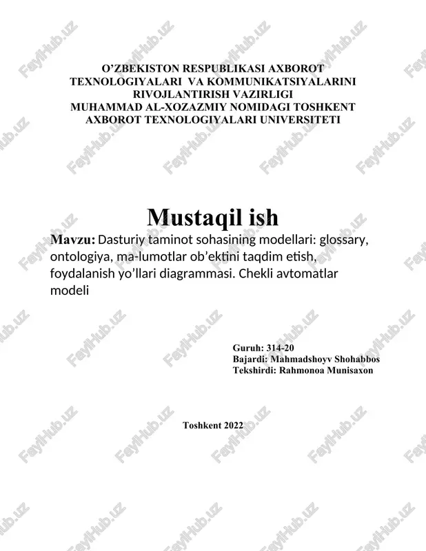 dasturiy taminot sohasining modellari — DOCX