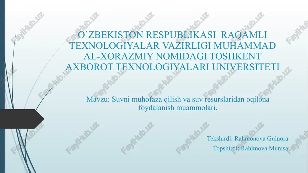 suvnimuhofazaqilishvasuvresurslaridanoqilonafoydalanishmuammolari. — PPTX