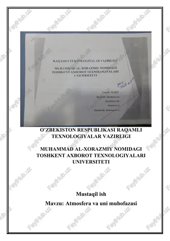 atmosfera va uni muhofazasi — DOCX