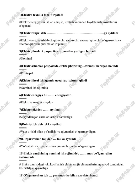 elektro texnika fani — DOCX