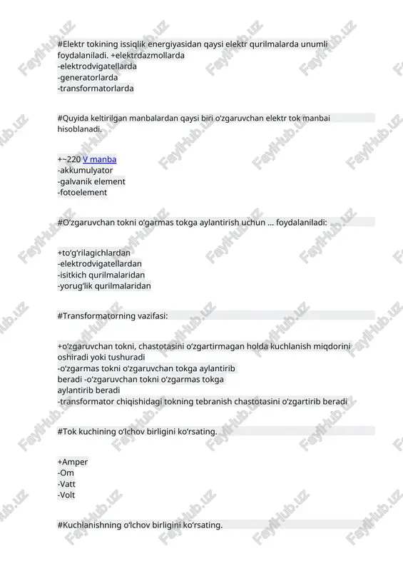 elektr toklar — DOC