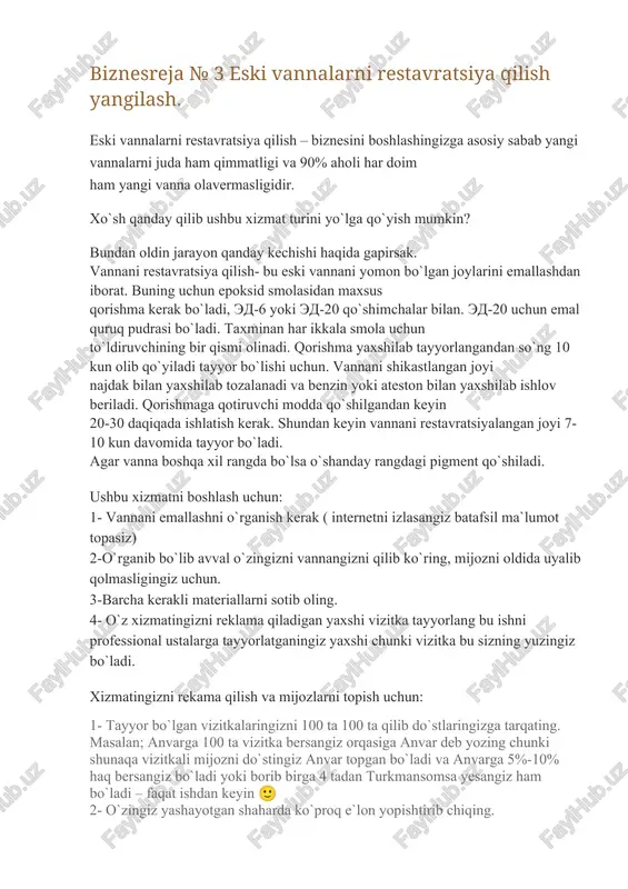 eski vannalarni restavratsiya qilish — DOCX