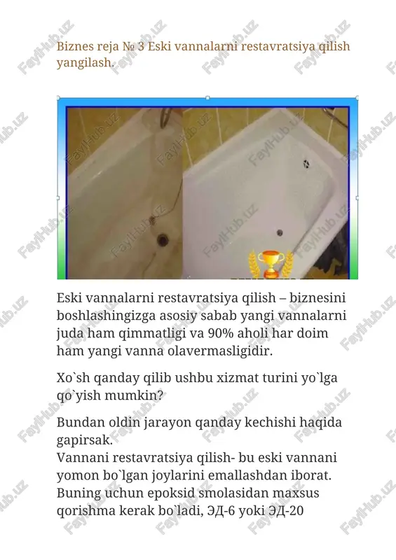 eski vannalarni restavratsiya qilish — DOCX