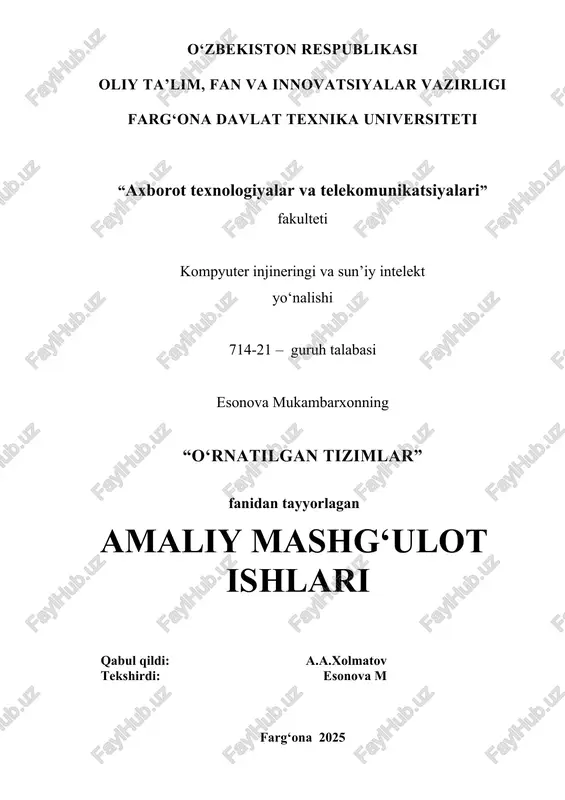 o‘rnatilgan tizimlar — DOCX