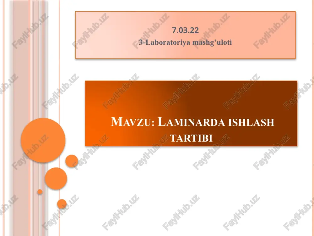 laminarda ishlash tartibi — PPTX