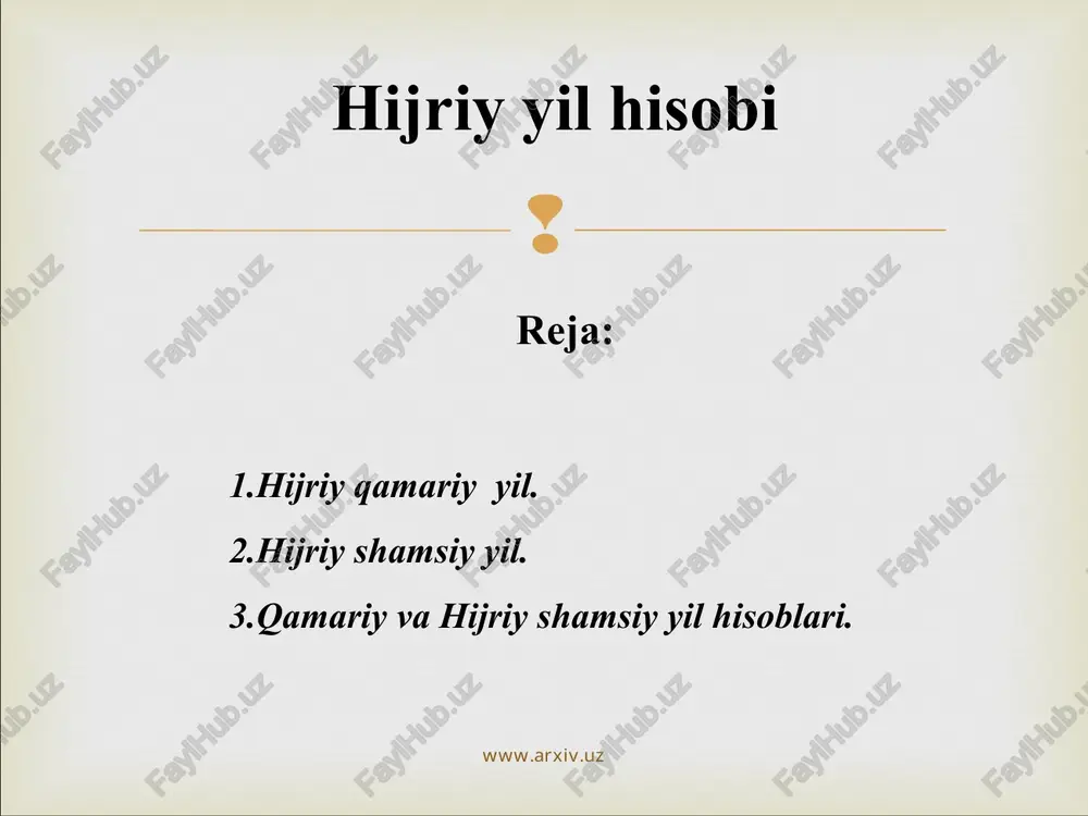 hijriy yil hisobi — PPT