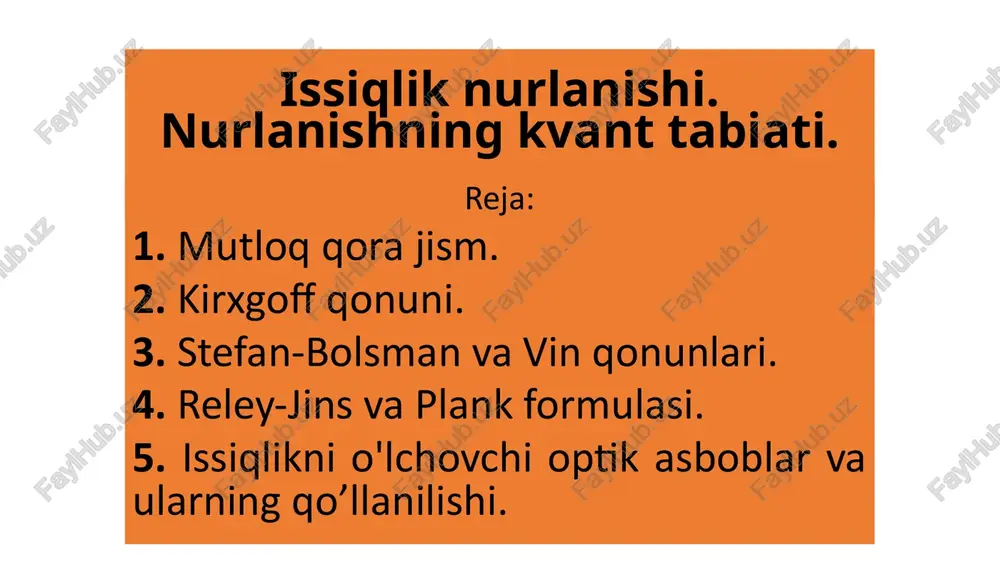 issiqlik nurlanishi — PPTX