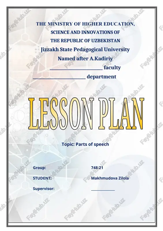 lesson plan on parts of speech — DOCX