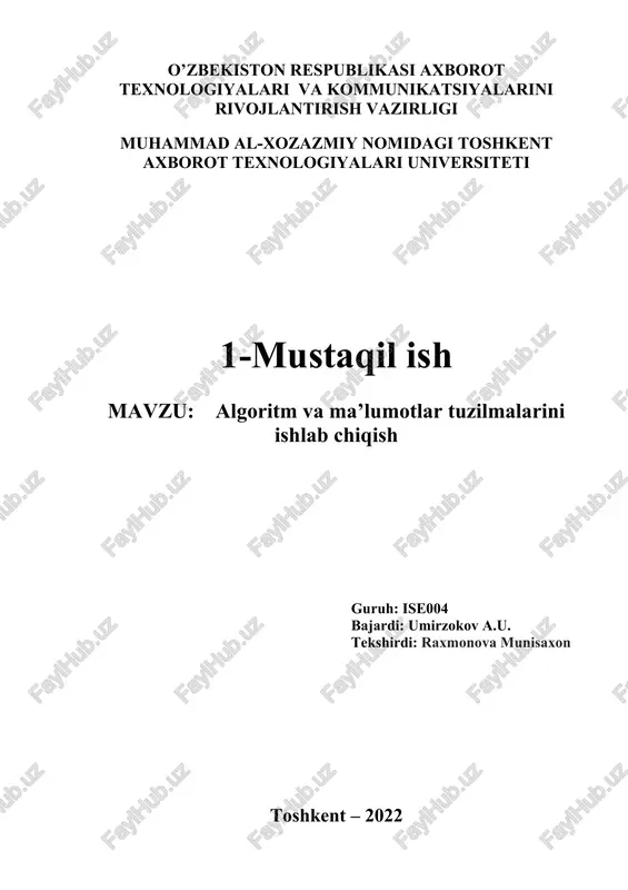 algoritm va ma’lumotlar tuzilmalarini ishlab chiqish — DOCX