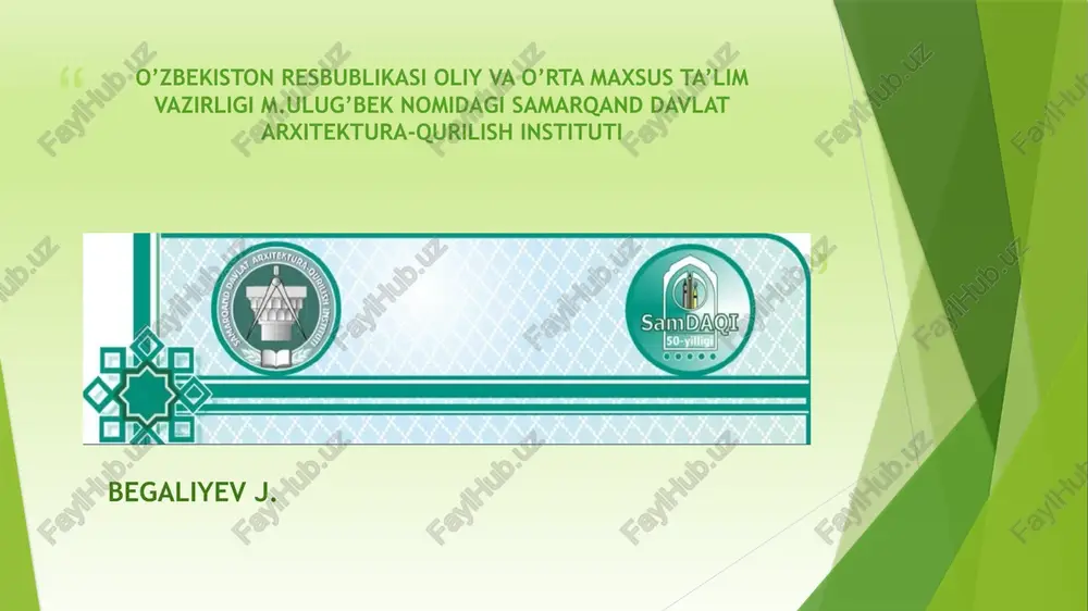 m.ulug’beknomidagi samarqand davlat arxitektura-qurilishinstituti — PPTX