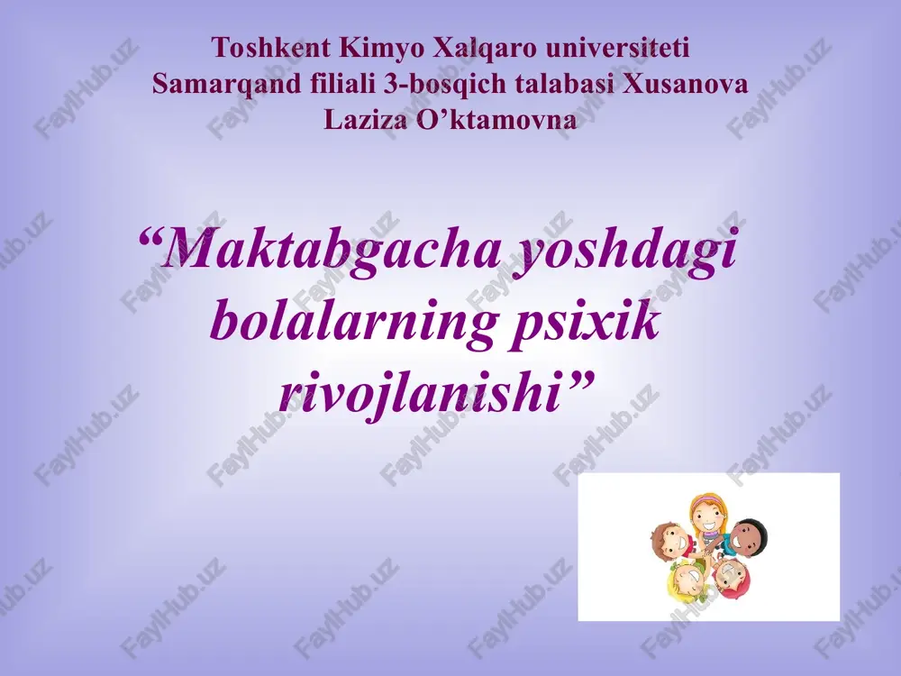 maktabgacha yoshdagi bolalar psixik rivojlanishi — PPT