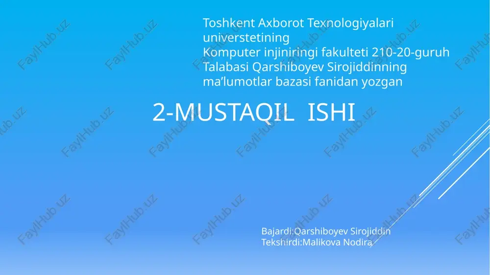 shahar ma’lumotlar bazasi — PPTX