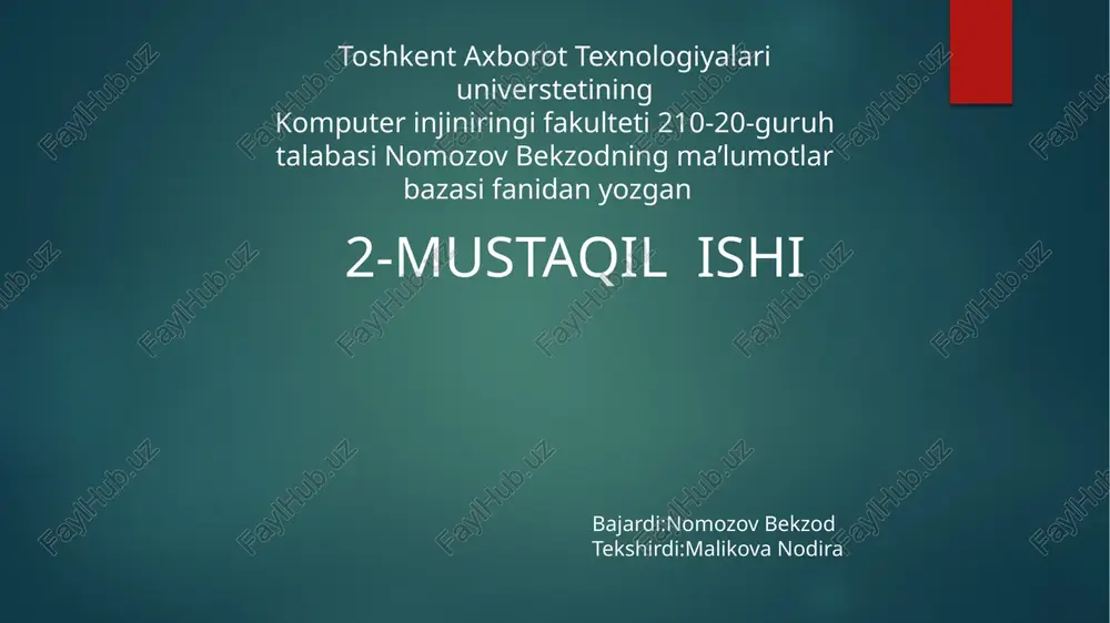 "tuman" ma’lumotlar bazasi — PPTX