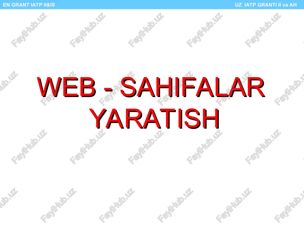 web - sahifalar yaratish — PPT